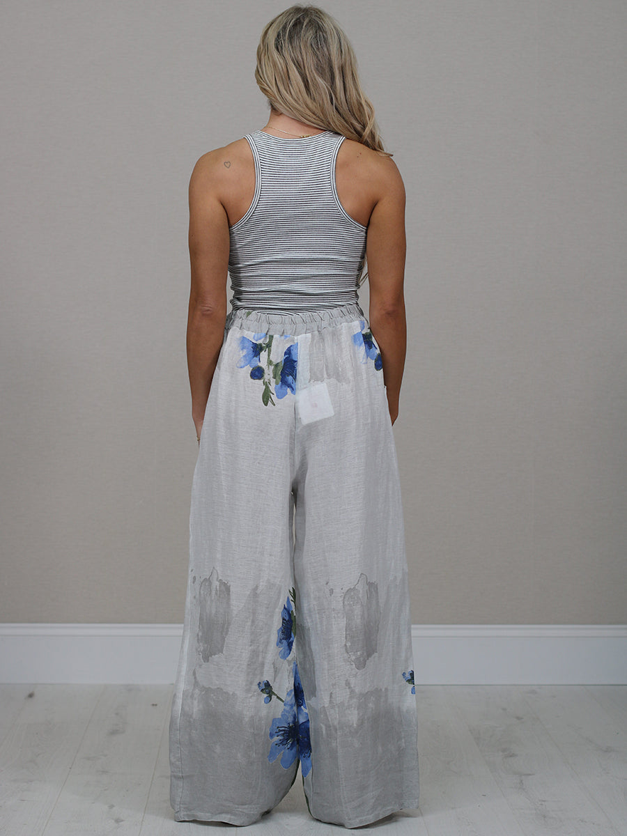 Ladies Floral Linen Relaxed Fit Pant