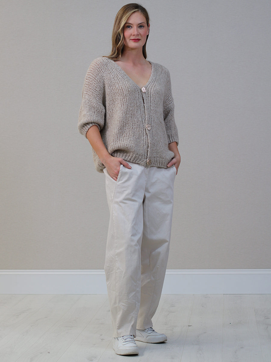 Woolen Crop Cardigan Mocha