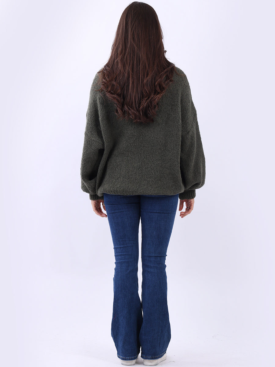 Hearts Knitted Baggy Woolen Jumper