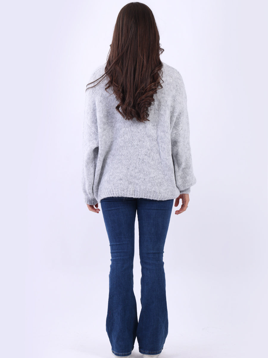 Hearts Knitted Baggy Woolen Jumper