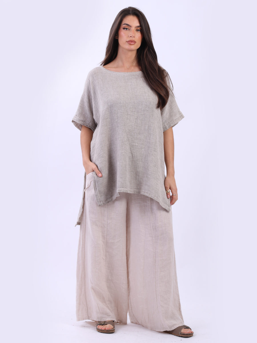 Solid Linen Hi-Lo Slouchy Top