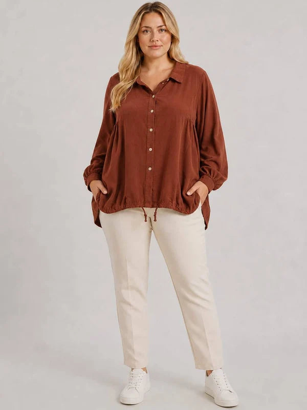 Solid Cotton Corduroy Oversized Shirt
