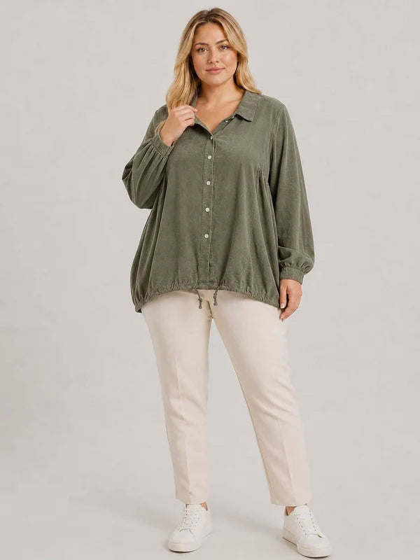 Solid Cotton Corduroy Oversized Shirt