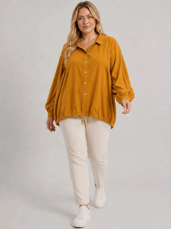 Solid Cotton Corduroy Oversized Shirt