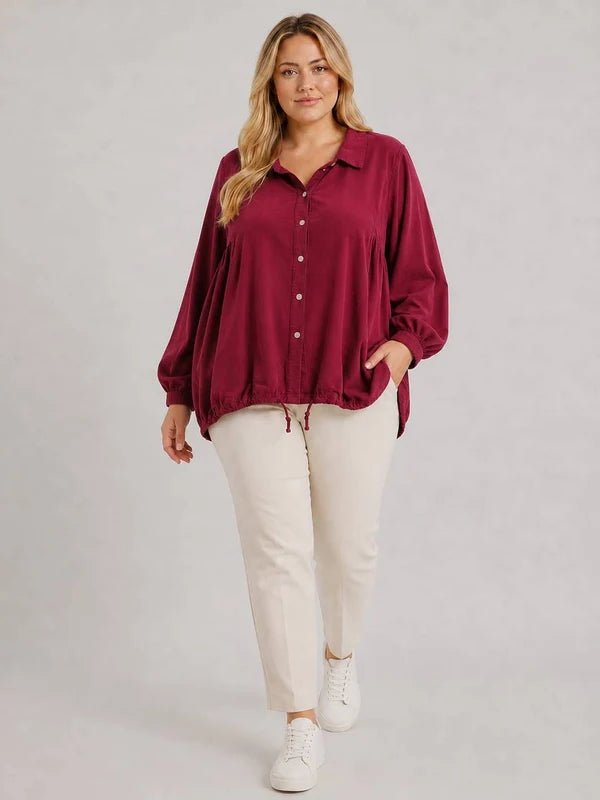Solid Cotton Corduroy Oversized Shirt