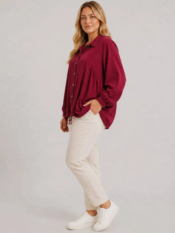 Solid Cotton Corduroy Oversized Shirt