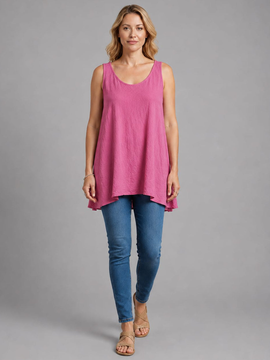 Plain Cotton Tank Top Fuchsia