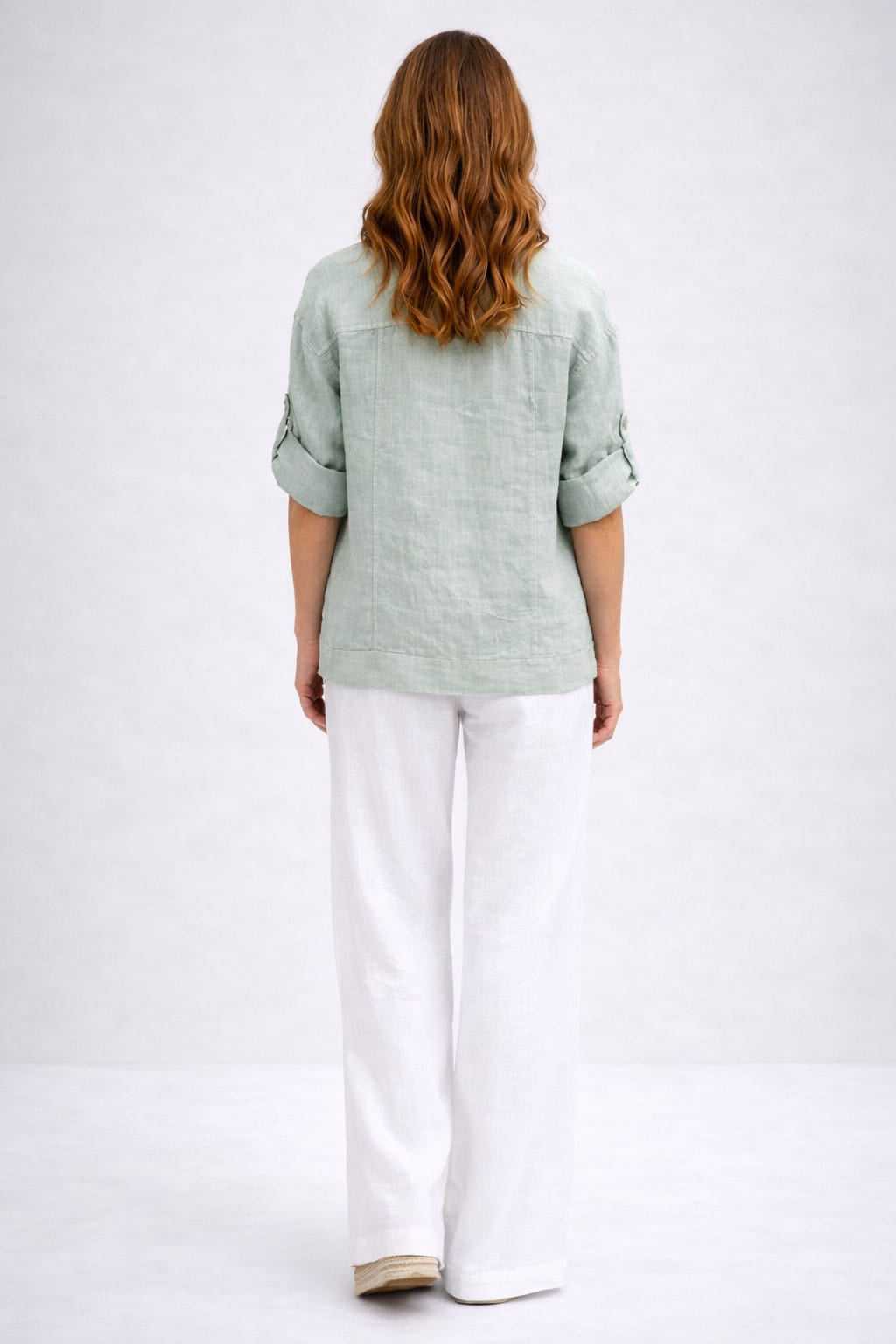 Made In Italy Plain Linen Button Up Crop Jacket