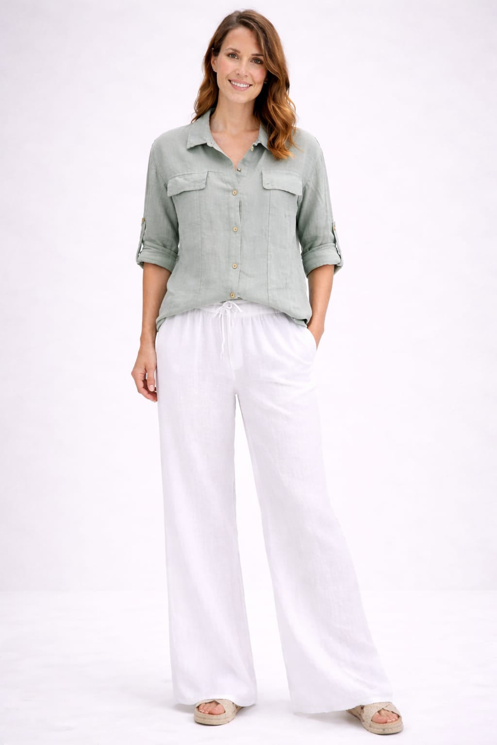 Button Down Linen Jacket Tiffany