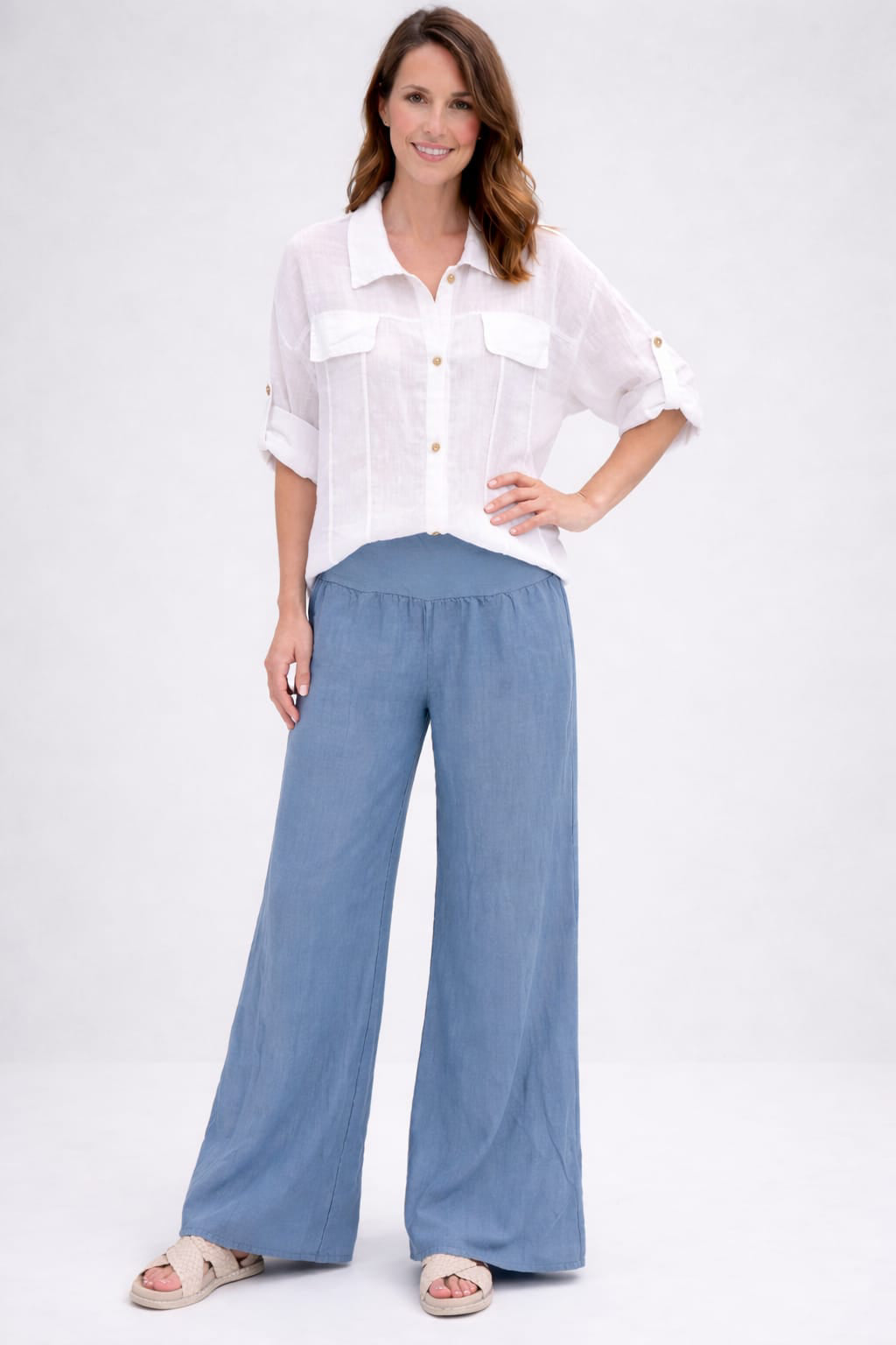 Button Down Linen Jacket White