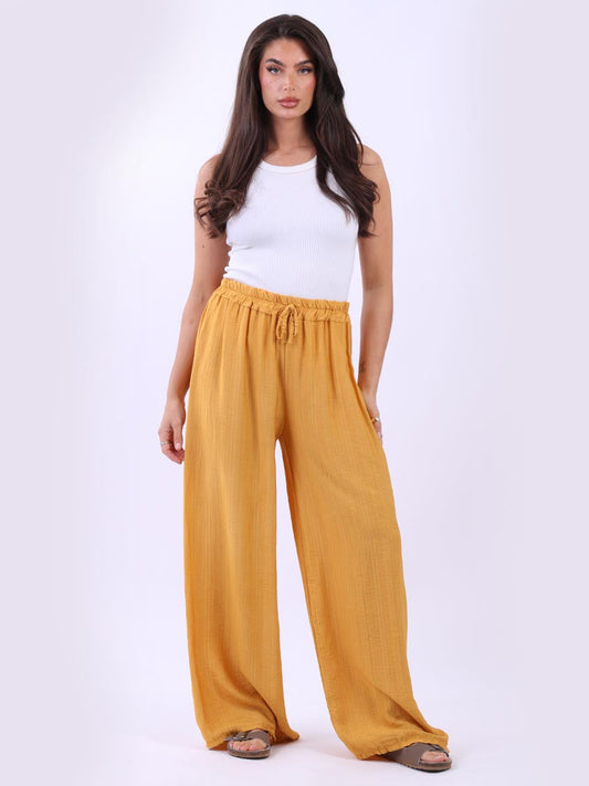 Plain Wide Leg Side Pockets Palazzo Pant