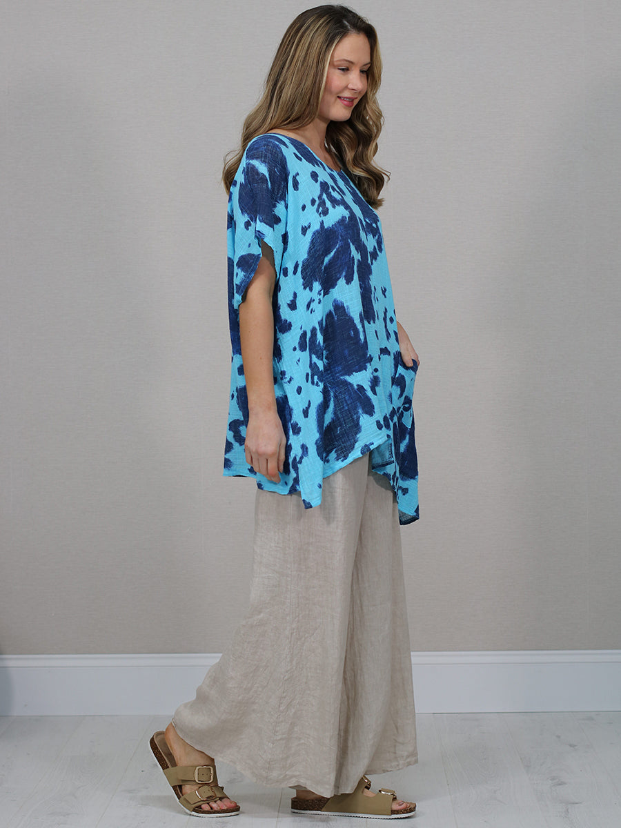 Smoke Print Baggy Linen Tunic