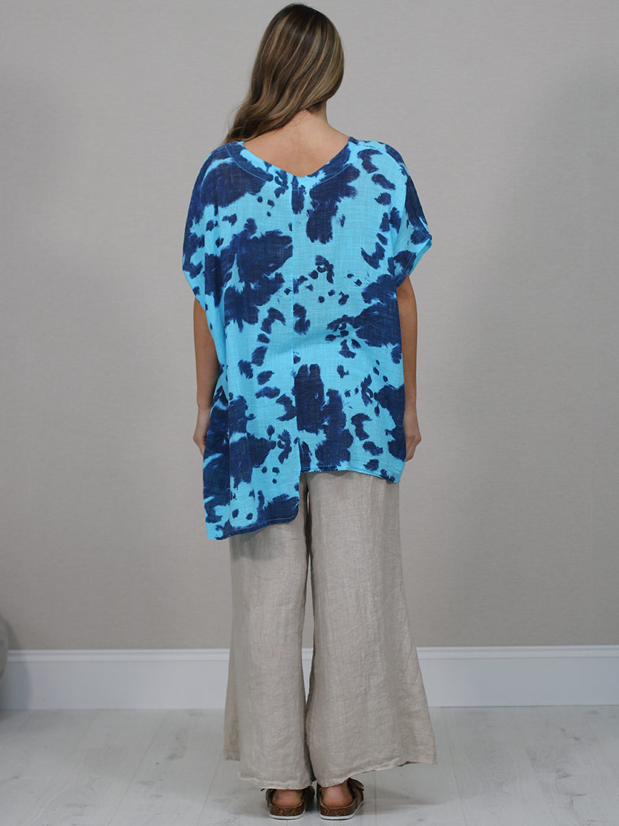 Smoke Print Baggy Linen Tunic