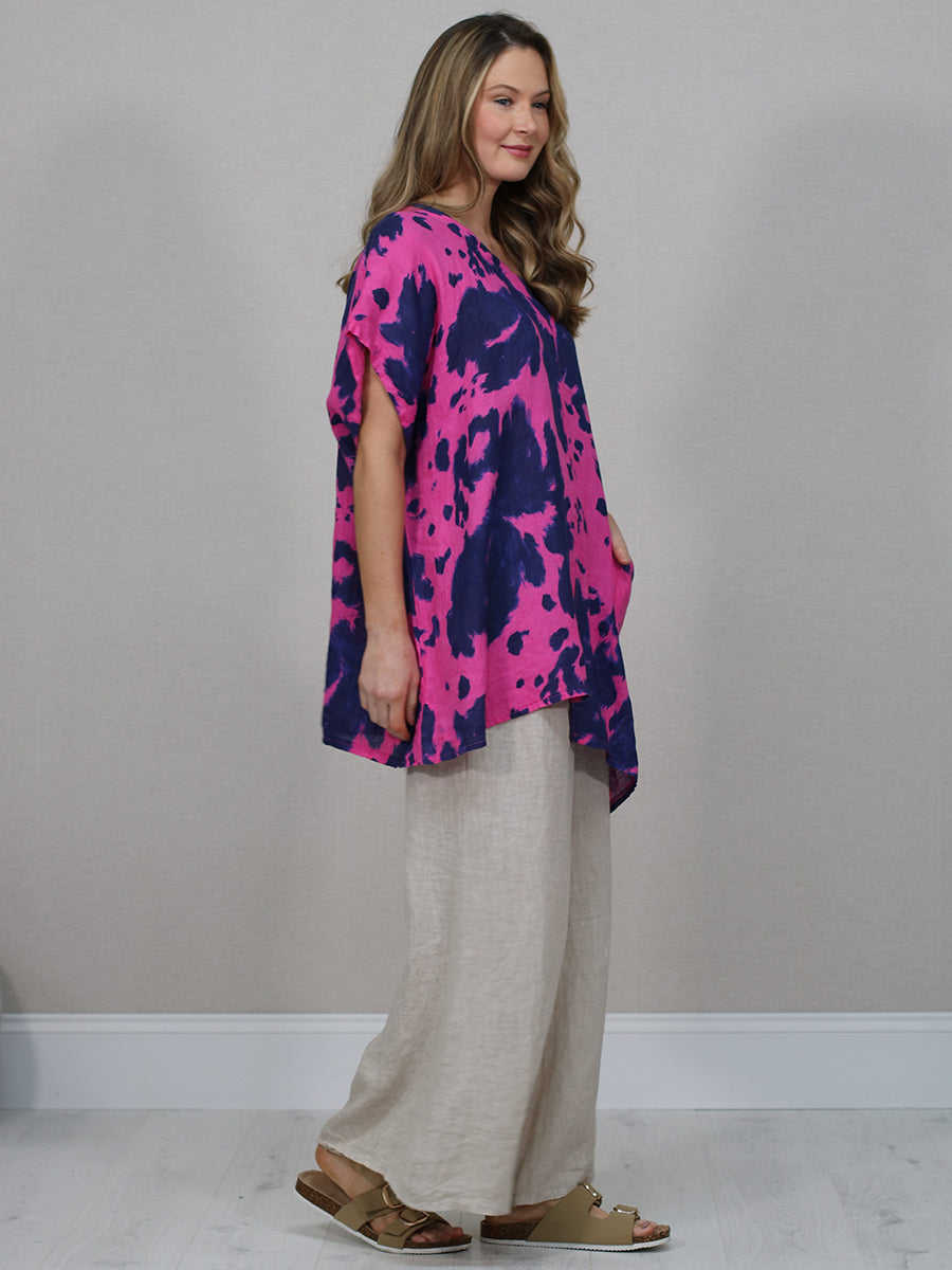Smoke Print Baggy Linen Tunic