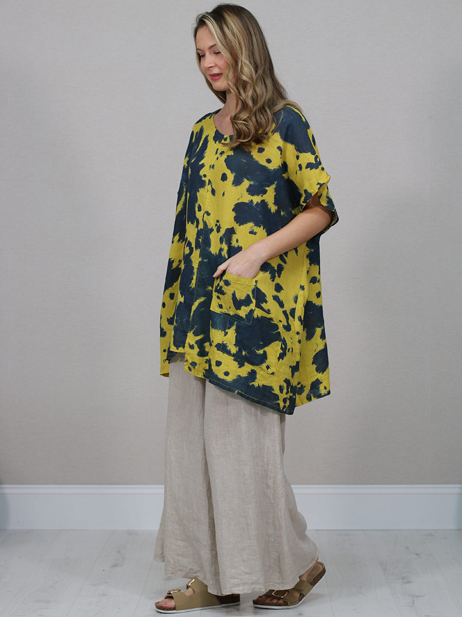 Smoke Print Baggy Linen Tunic