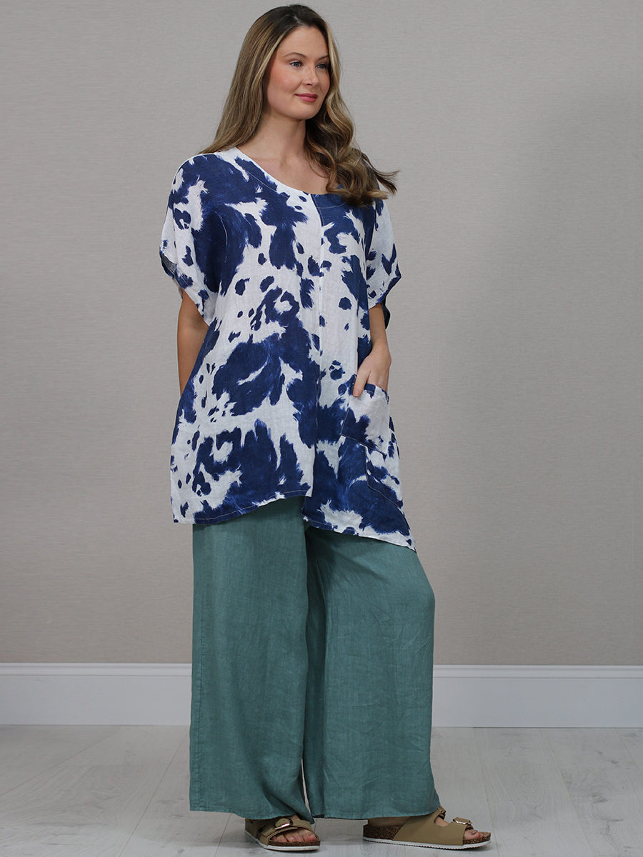 Smoke Print Baggy Linen Tunic