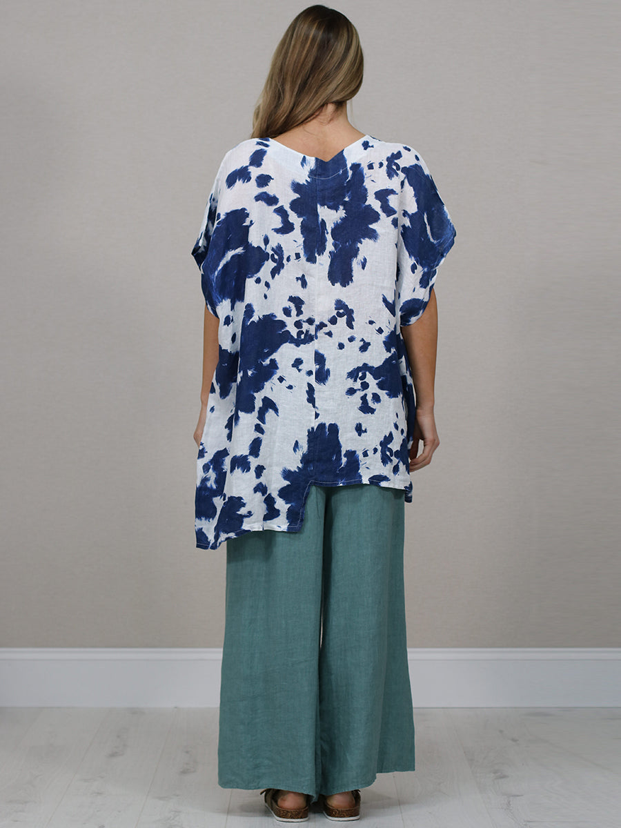 Smoke Print Baggy Linen Tunic