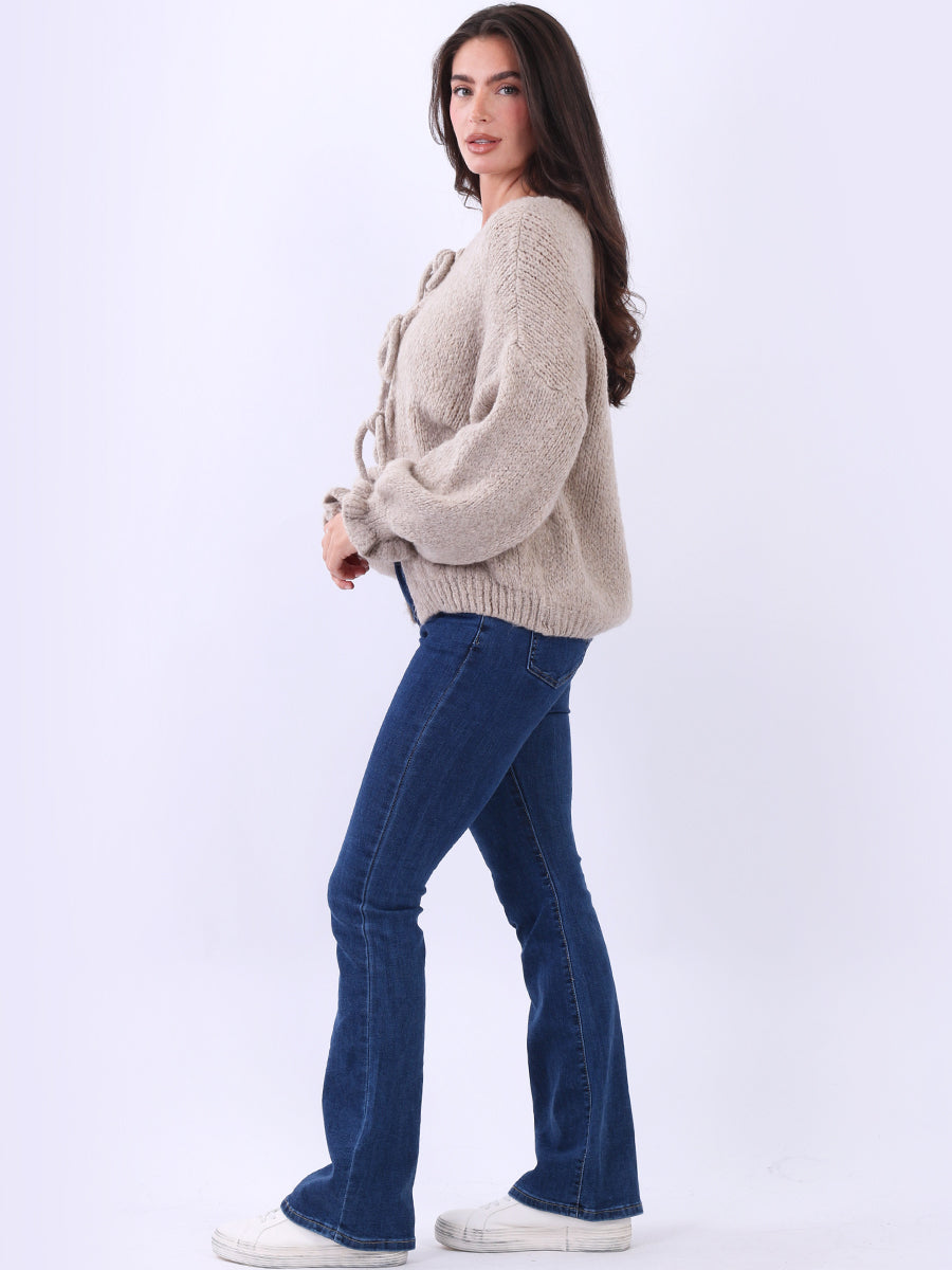 Knotted Crop Knitted Wooly Cardigan