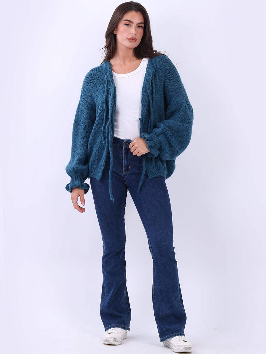 Knotted Crop Knitted Wooly Cardigan