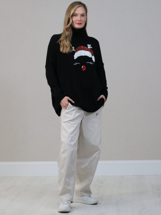 Xmas Knitted Jumper Black
