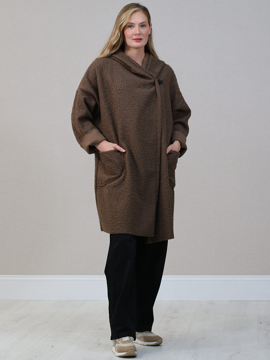 Hooded Woolen Winter Jacket Dark Mocha