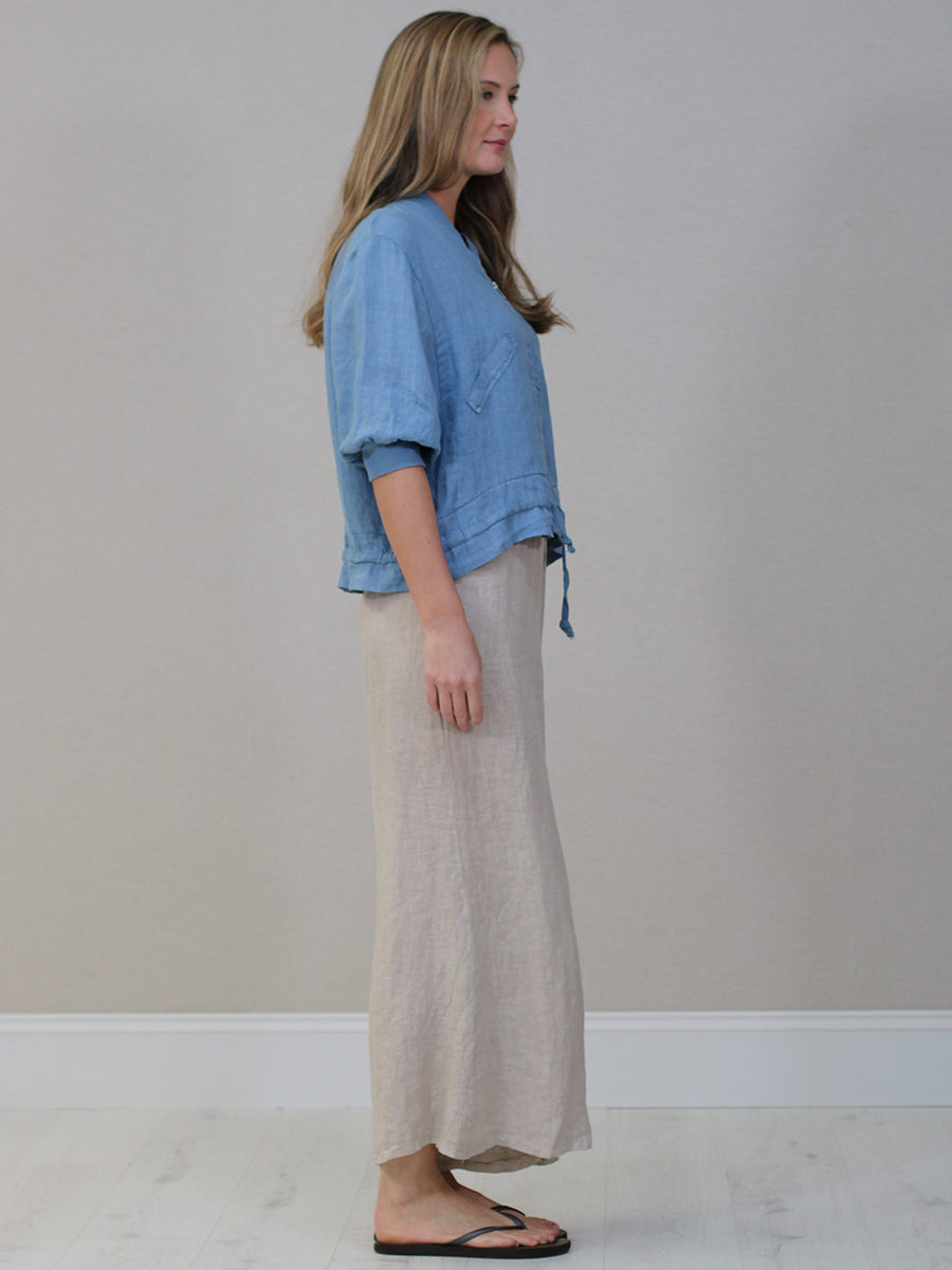 Front Zip Ladies Linen Ribbed Crop Jacket