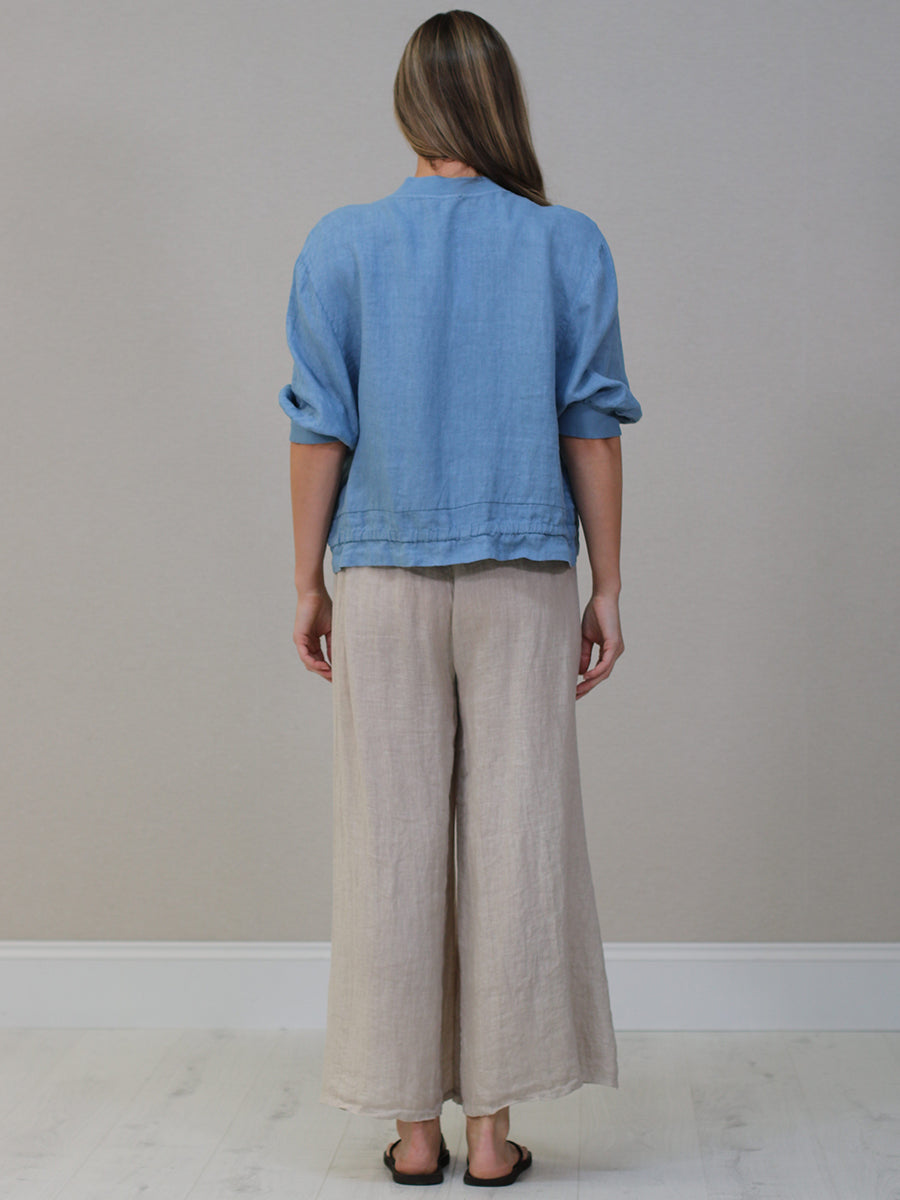 Front Zip Ladies Linen Ribbed Crop Jacket