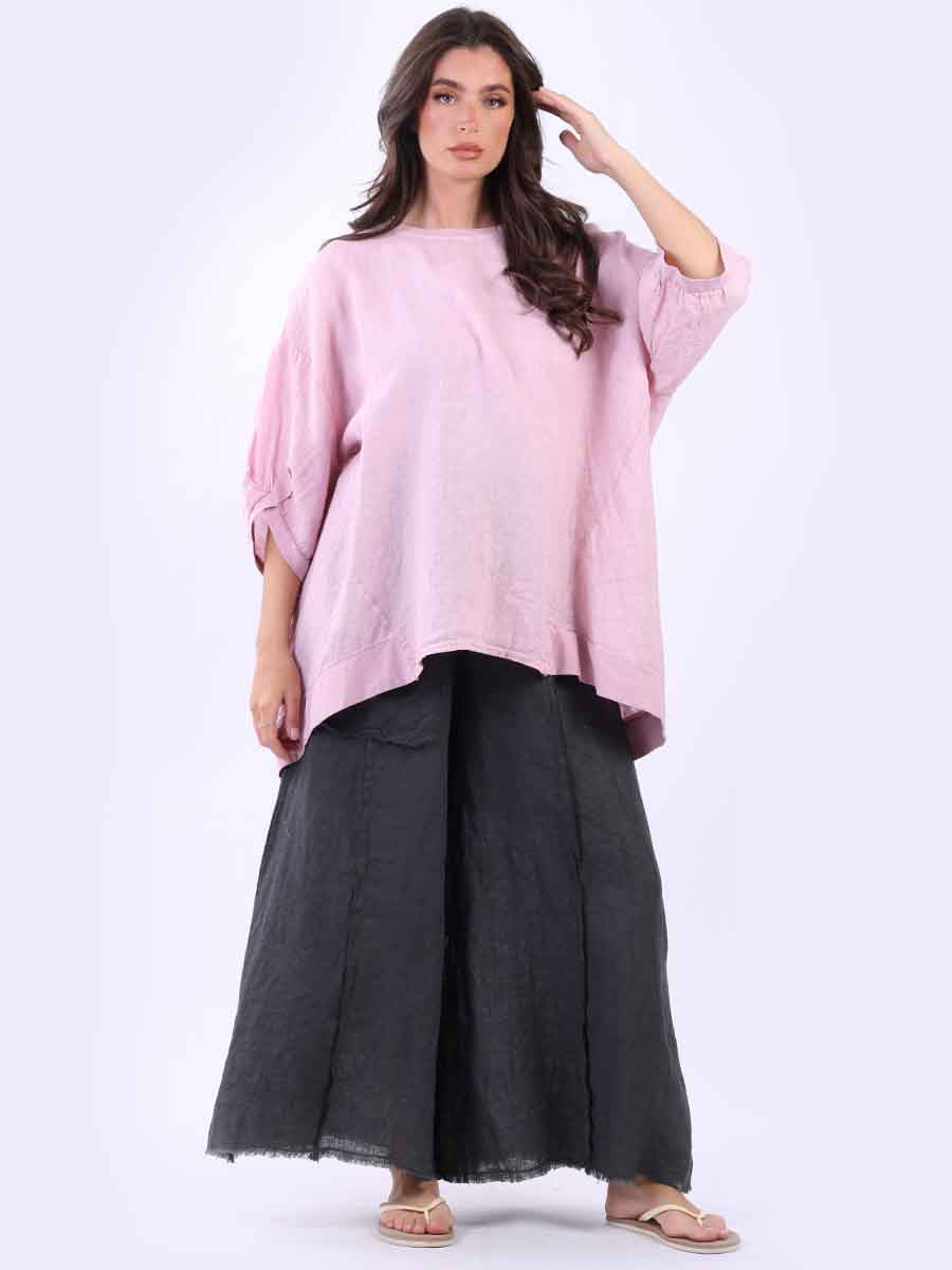 Plus Size Linen Top Pink