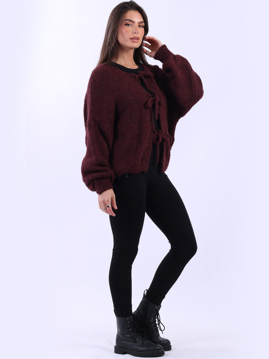 Knotted Crop Knitted Wooly Cardigan