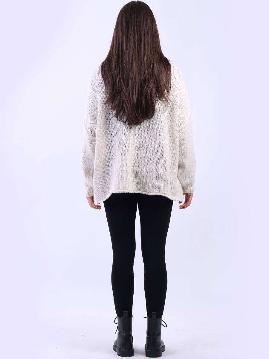 Drop Shoulder Turtle Neck Wooly Knit Jumper