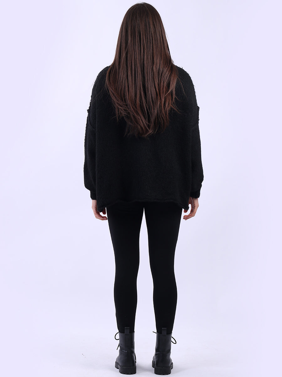 Drop Shoulder Turtle Neck Wooly Knit Jumper