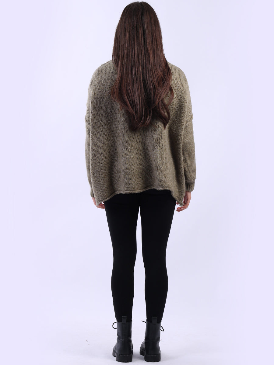 Drop Shoulder Turtle Neck Wooly Knit Jumper