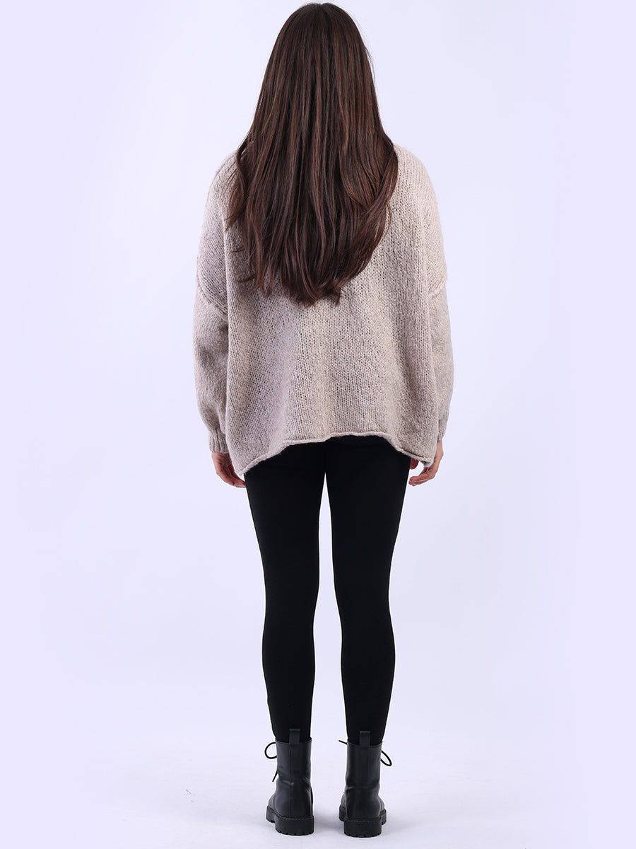 Drop Shoulder Turtle Neck Wooly Knit Jumper