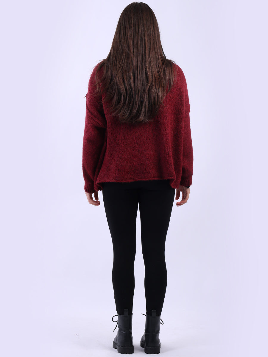 Drop Shoulder Turtle Neck Wooly Knit Jumper