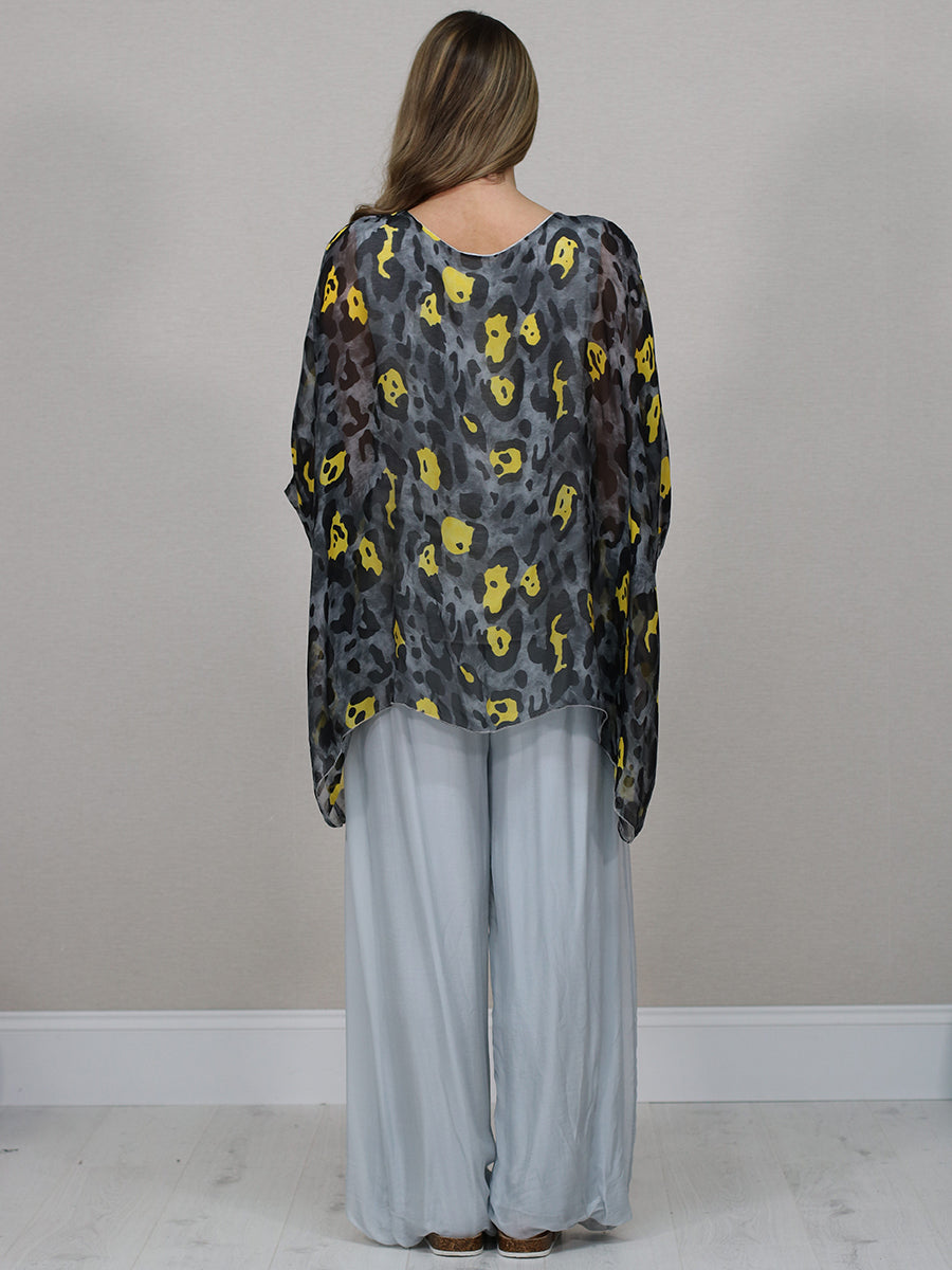 Maglietta Donna Oversize Con Maniche A Pipistrello E Stampa Slogan – Scollo Barca, Modello Lagenlook