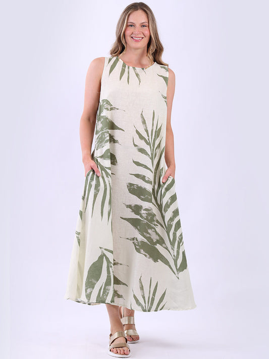 Linen Lagenlook Sleeveless Palm Dress