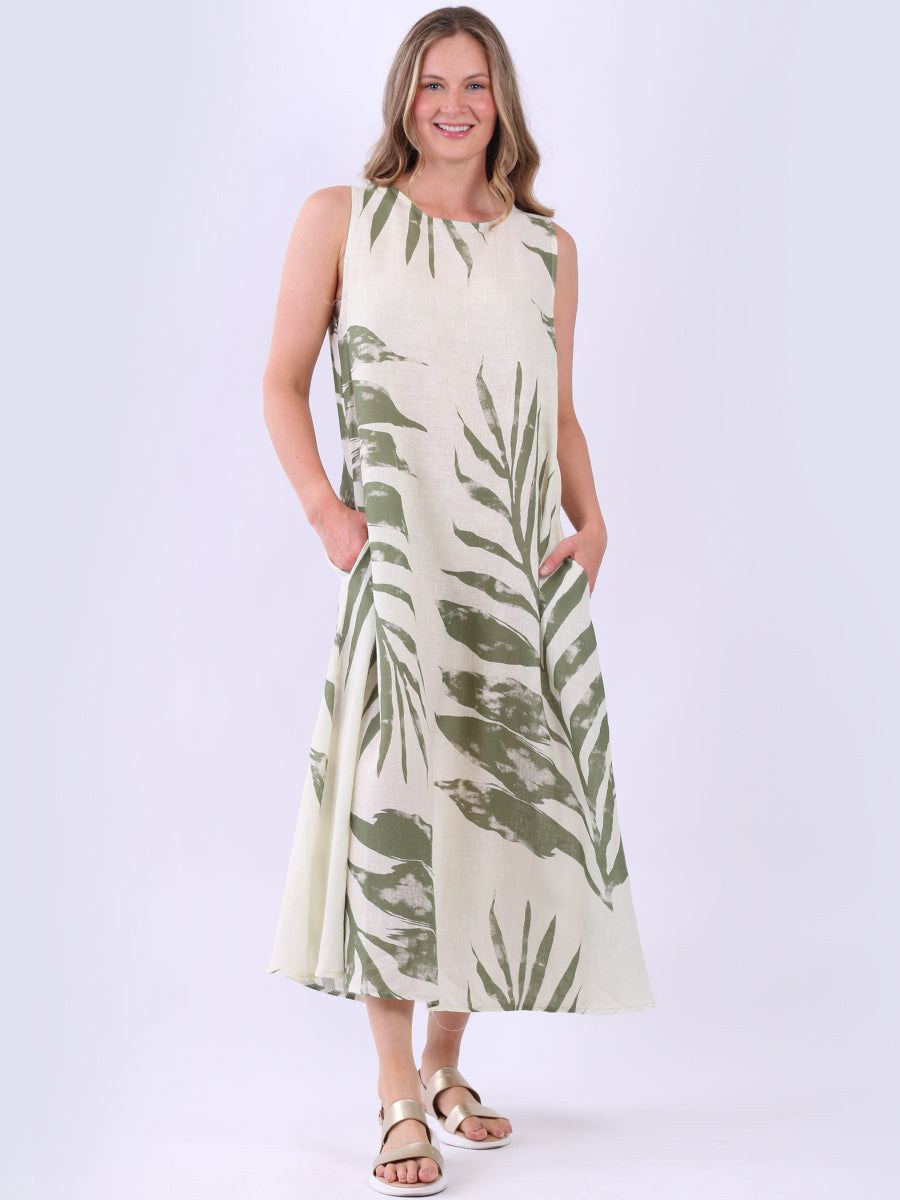 Linen Lagenlook Sleeveless Palm Dress