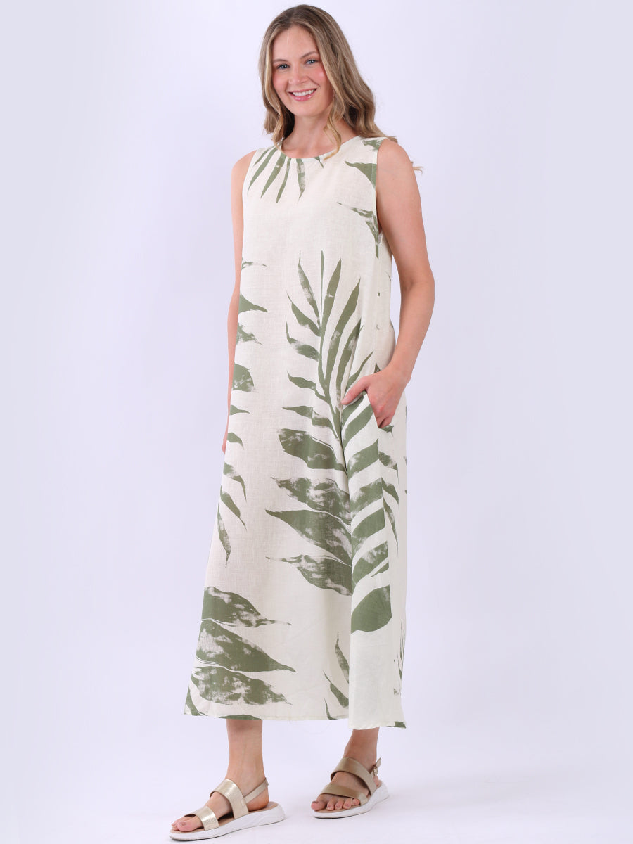 Linen Lagenlook Sleeveless Palm Dress