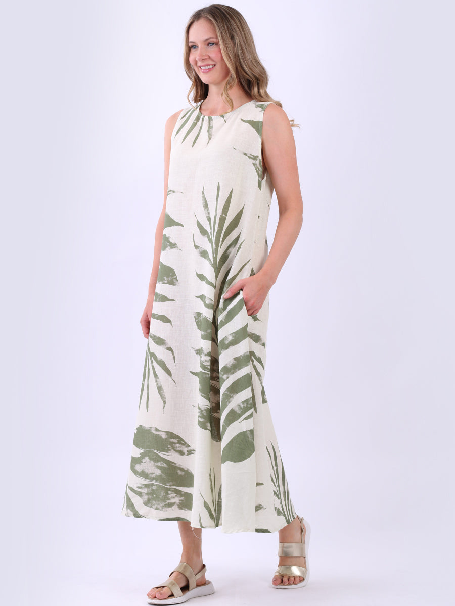 Linen Lagenlook Sleeveless Palm Dress