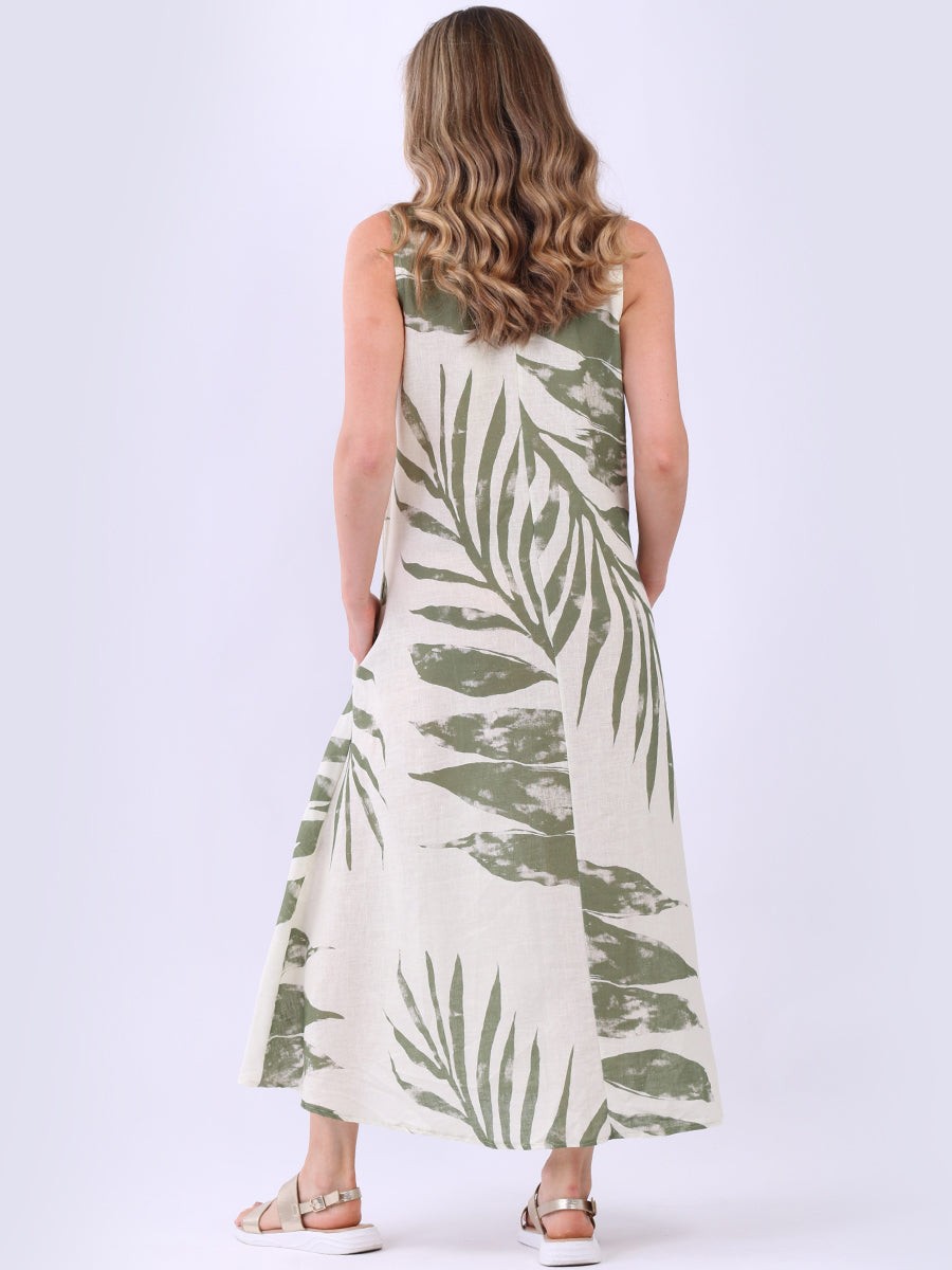 Linen Lagenlook Sleeveless Palm Dress