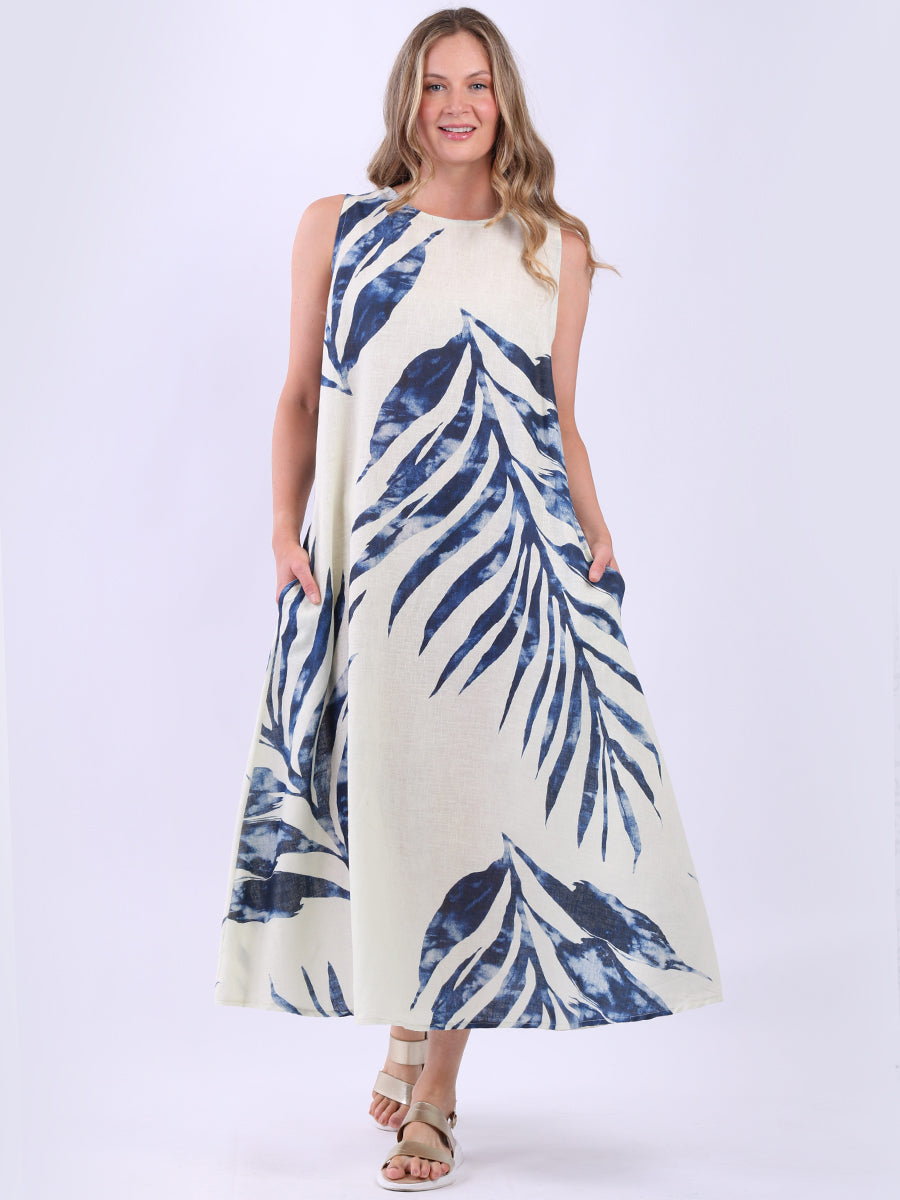 Linen Lagenlook Sleeveless Palm Dress