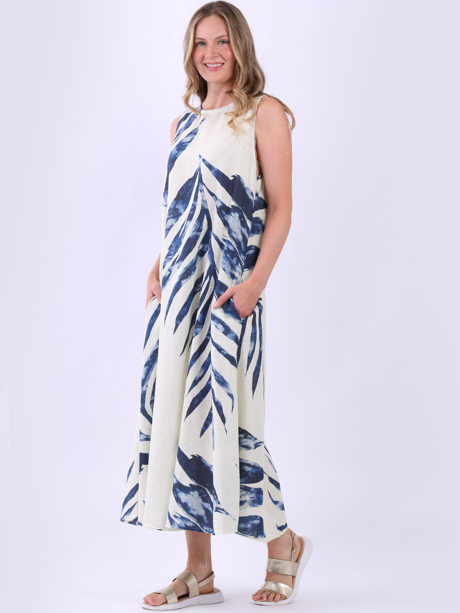 Linen Lagenlook Sleeveless Palm Dress
