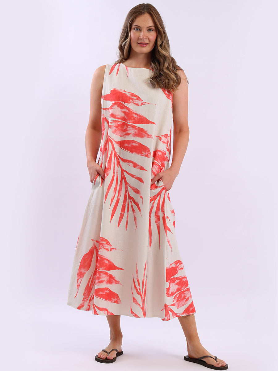 Linen Lagenlook Sleeveless Palm Dress