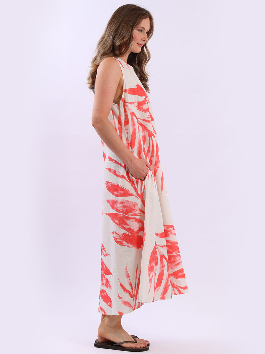 Linen Lagenlook Sleeveless Palm Dress