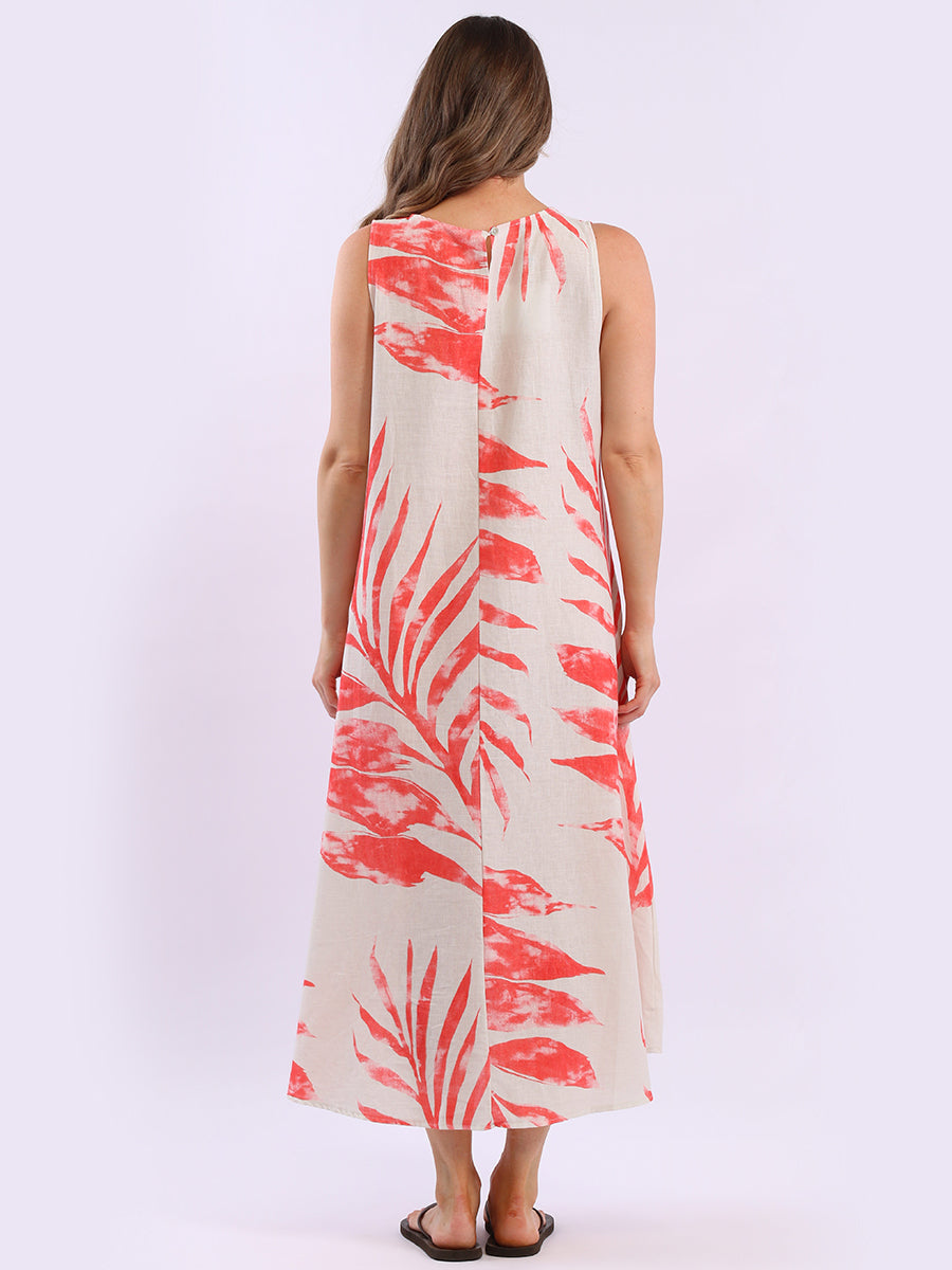 Linen Lagenlook Sleeveless Palm Dress