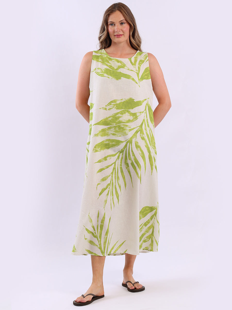 Linen Lagenlook Sleeveless Palm Dress