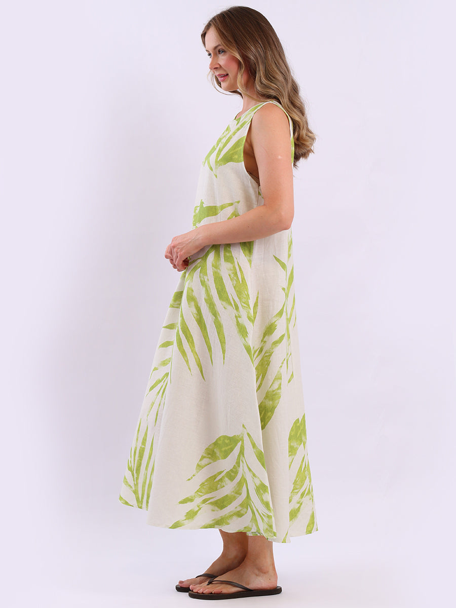 Linen Lagenlook Sleeveless Palm Dress