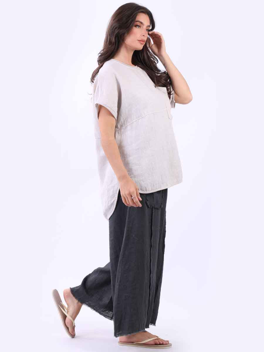 Italian Plain Linen Baggy T-Shirt