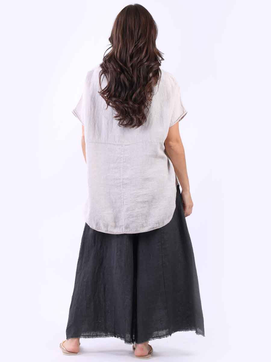 Italian Plain Linen Baggy T-Shirt