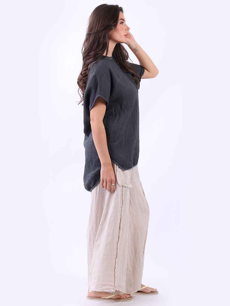 Italian Plain Linen Baggy T-Shirt